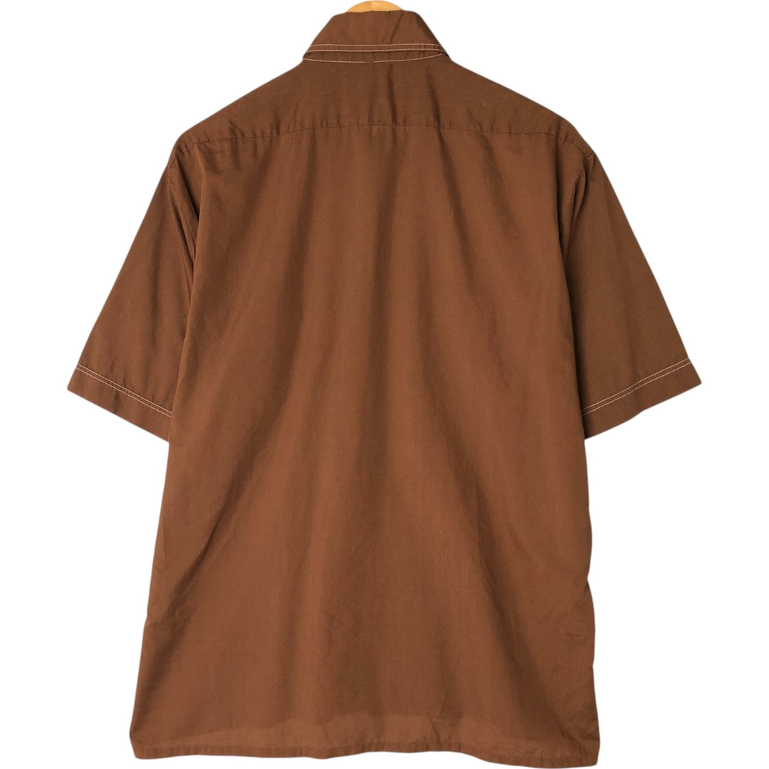 70'S JCPenney short sleeve poly box shirt, men's size L, vintage polyester brown type Vintage Second Hand