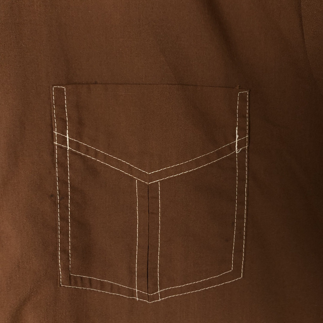 70'S JCPenney short sleeve poly box shirt, men's size L, vintage polyester brown type Vintage Second Hand