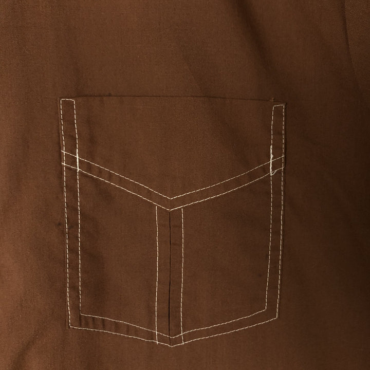 70'S JCPenney short sleeve poly box shirt, men's size L, vintage polyester brown type Vintage Second Hand