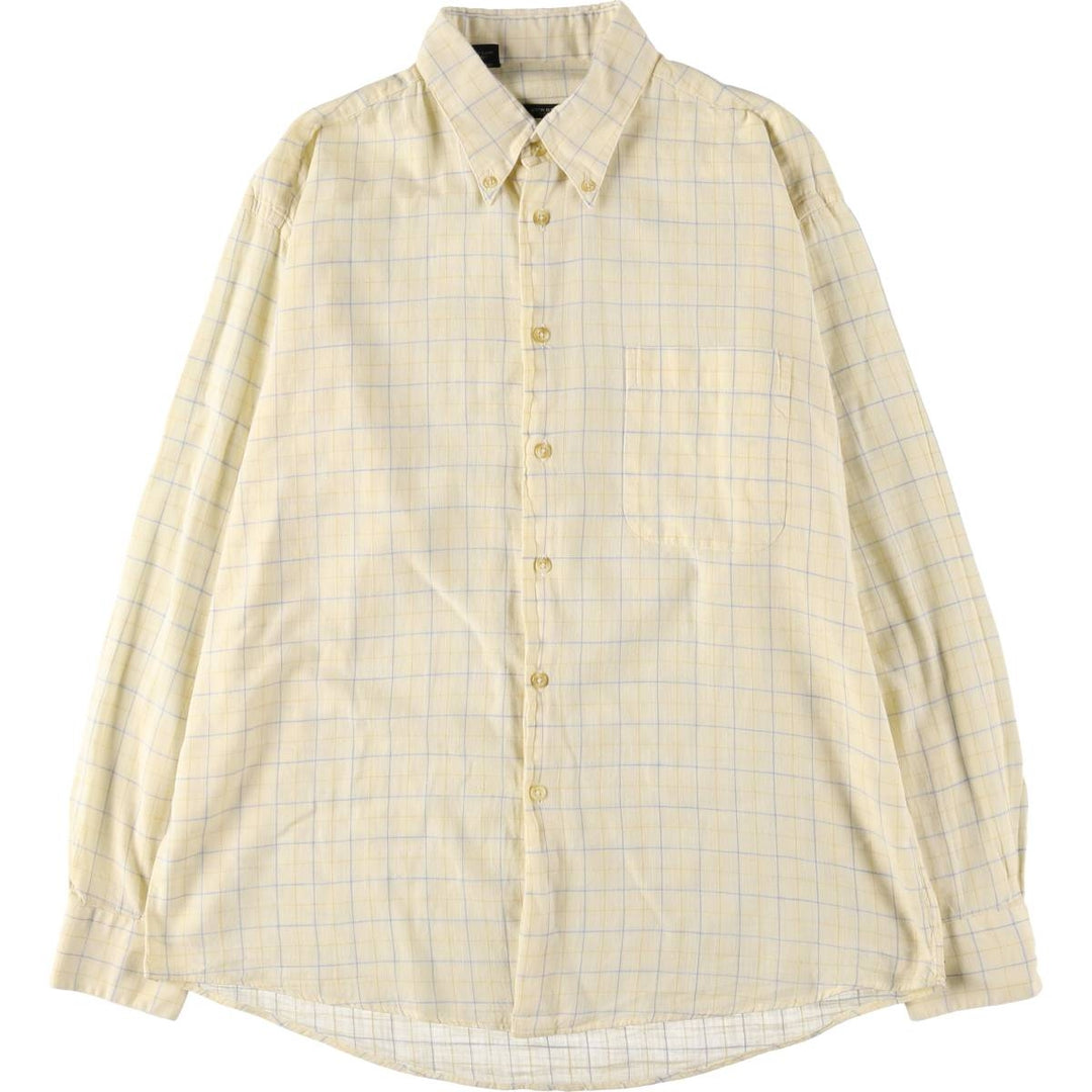 Burberry's LONDON Long Sleeve Linen Button Down Shirt Made in USA Men's L Size Vintage linen yellow type Vintage Second Hand