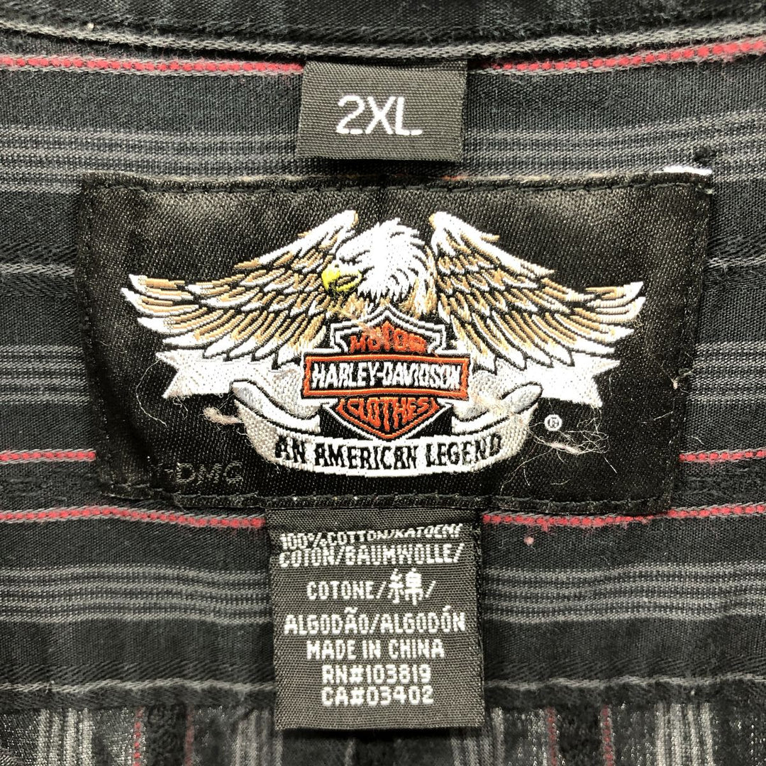 Harley-Davidson Stripe Pattern Multi-Stripe Long Sleeve Button-Down Work Shirt Men's XXL cotton black type Vintage Second Hand