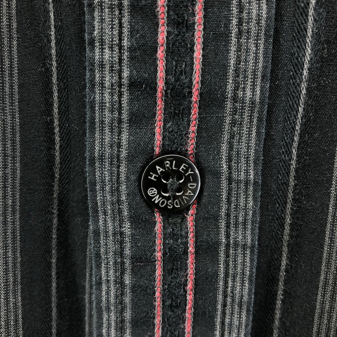 Harley-Davidson Stripe Pattern Multi-Stripe Long Sleeve Button-Down Work Shirt Men's XXL cotton black type Vintage Second Hand