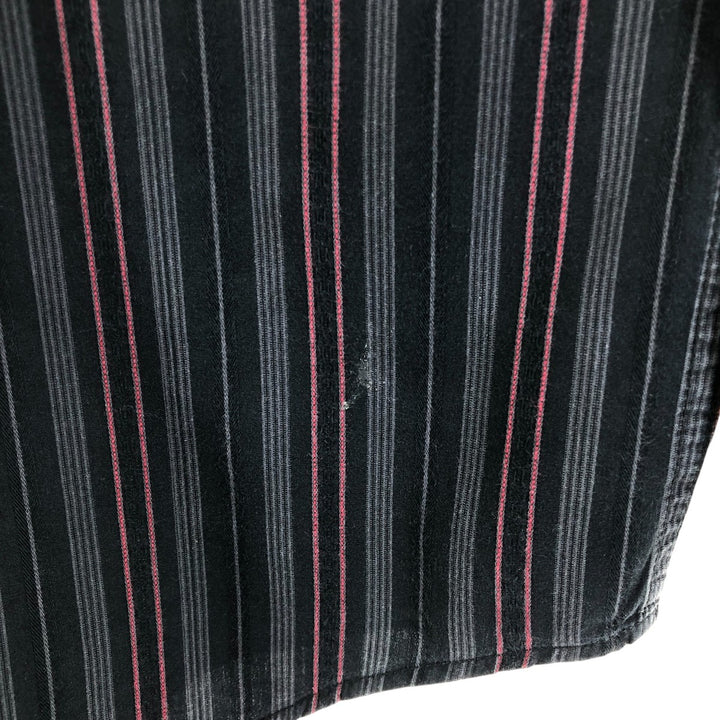 Harley-Davidson Stripe Pattern Multi-Stripe Long Sleeve Button-Down Work Shirt Men's XXL cotton black type Vintage Second Hand
