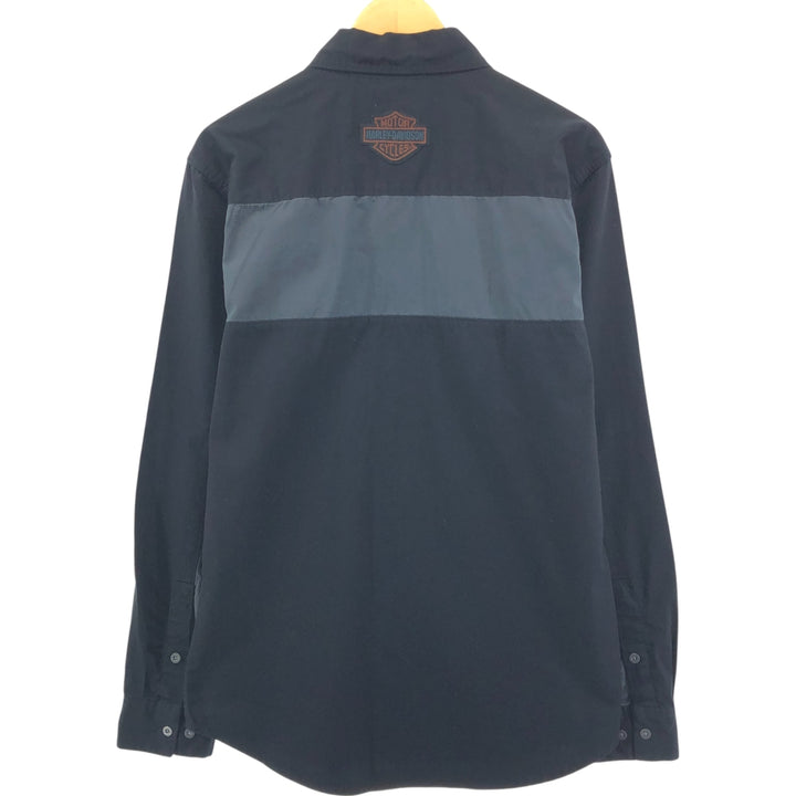 Harley-Davidson Long Sleeve Work Shirt, Men's Medium cotton black type Vintage Second Hand