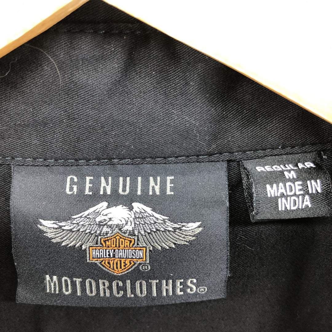Harley-Davidson Long Sleeve Work Shirt, Men's Medium cotton black type Vintage Second Hand