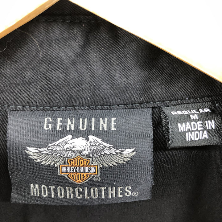 Harley-Davidson Long Sleeve Work Shirt, Men's Medium cotton black type Vintage Second Hand
