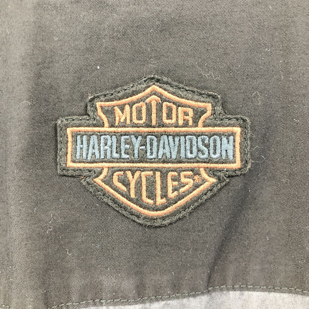 Harley-Davidson Long Sleeve Work Shirt, Men's Medium cotton black type Vintage Second Hand