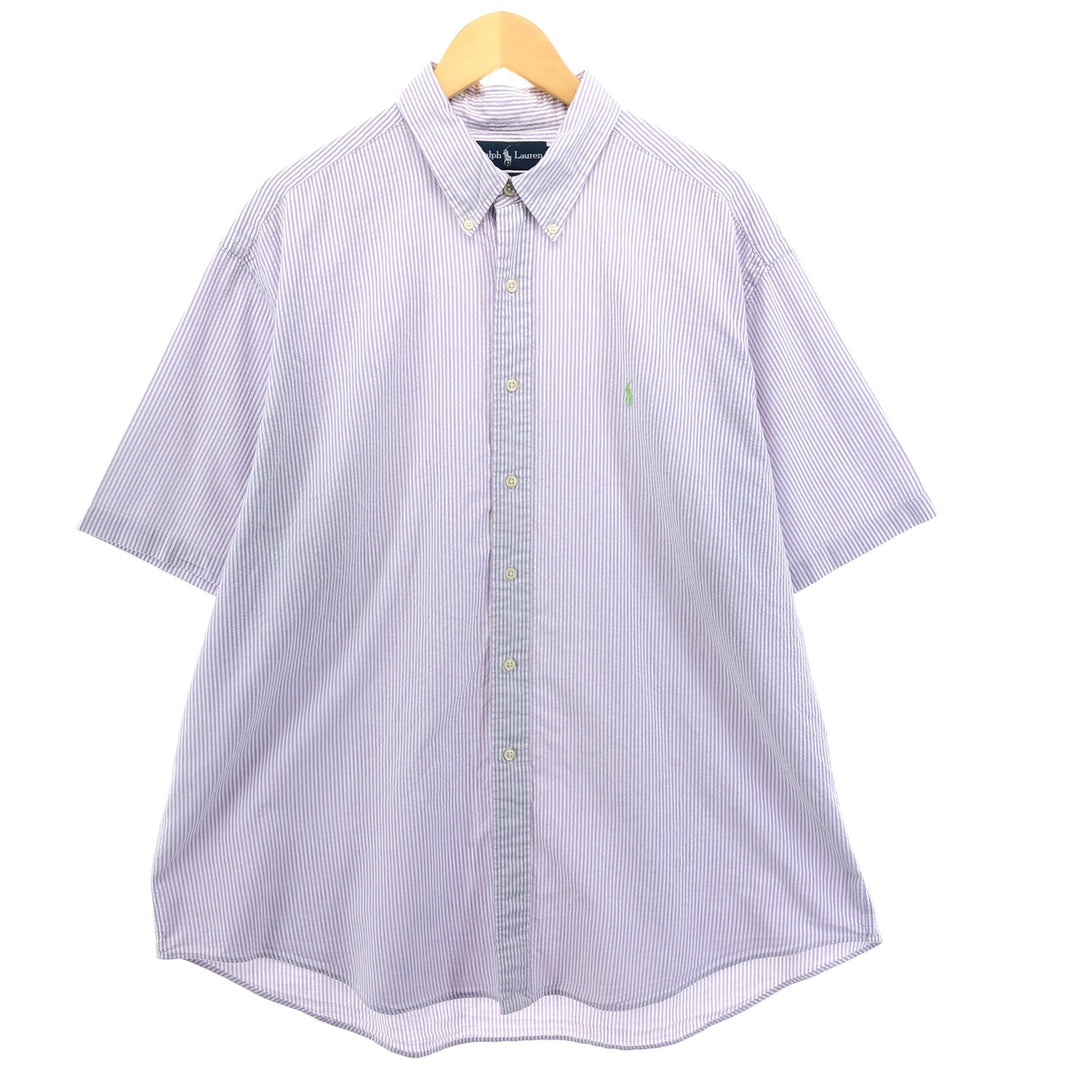 Ralph Lauren Classic Fit Seersucker Short Sleeve Button Down Striped Shirt Men's XXL cotton white type Vintage Second Hand