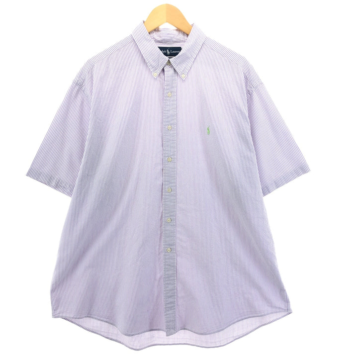 Ralph Lauren Classic Fit Seersucker Short Sleeve Button Down Striped Shirt Men's XXL cotton white type Vintage Second Hand