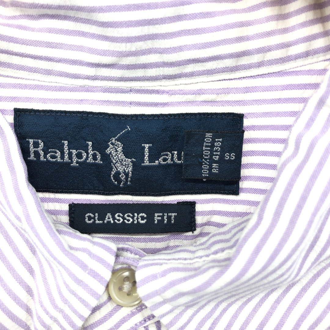 Ralph Lauren Classic Fit Seersucker Short Sleeve Button Down Striped Shirt Men's XXL cotton white type Vintage Second Hand