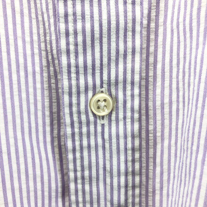 Ralph Lauren Classic Fit Seersucker Short Sleeve Button Down Striped Shirt Men's XXL cotton white type Vintage Second Hand