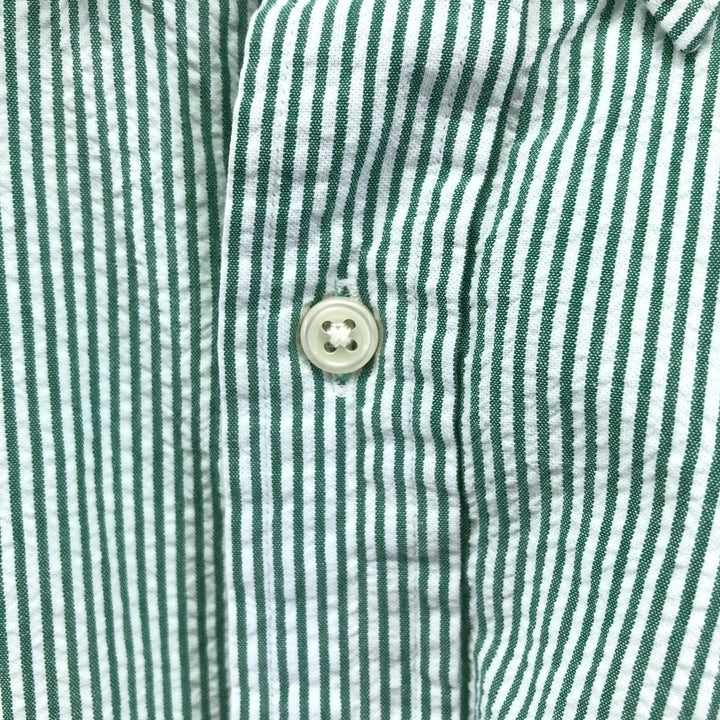 Ralph Lauren Classic Fit Seersucker Short Sleeve Button Down Striped Shirt Men's XL cotton green type Vintage Second Hand