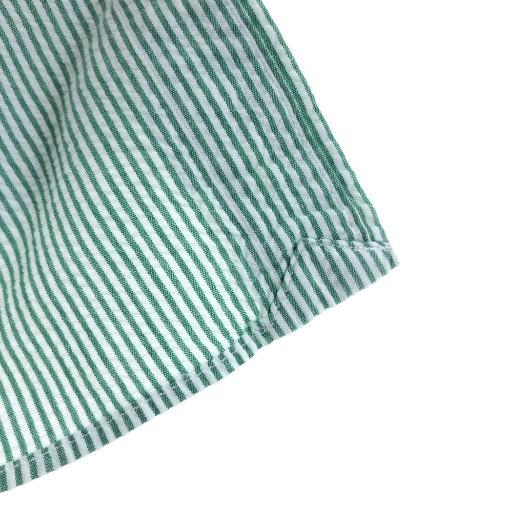 Ralph Lauren Classic Fit Seersucker Short Sleeve Button Down Striped Shirt Men's XL cotton green type Vintage Second Hand