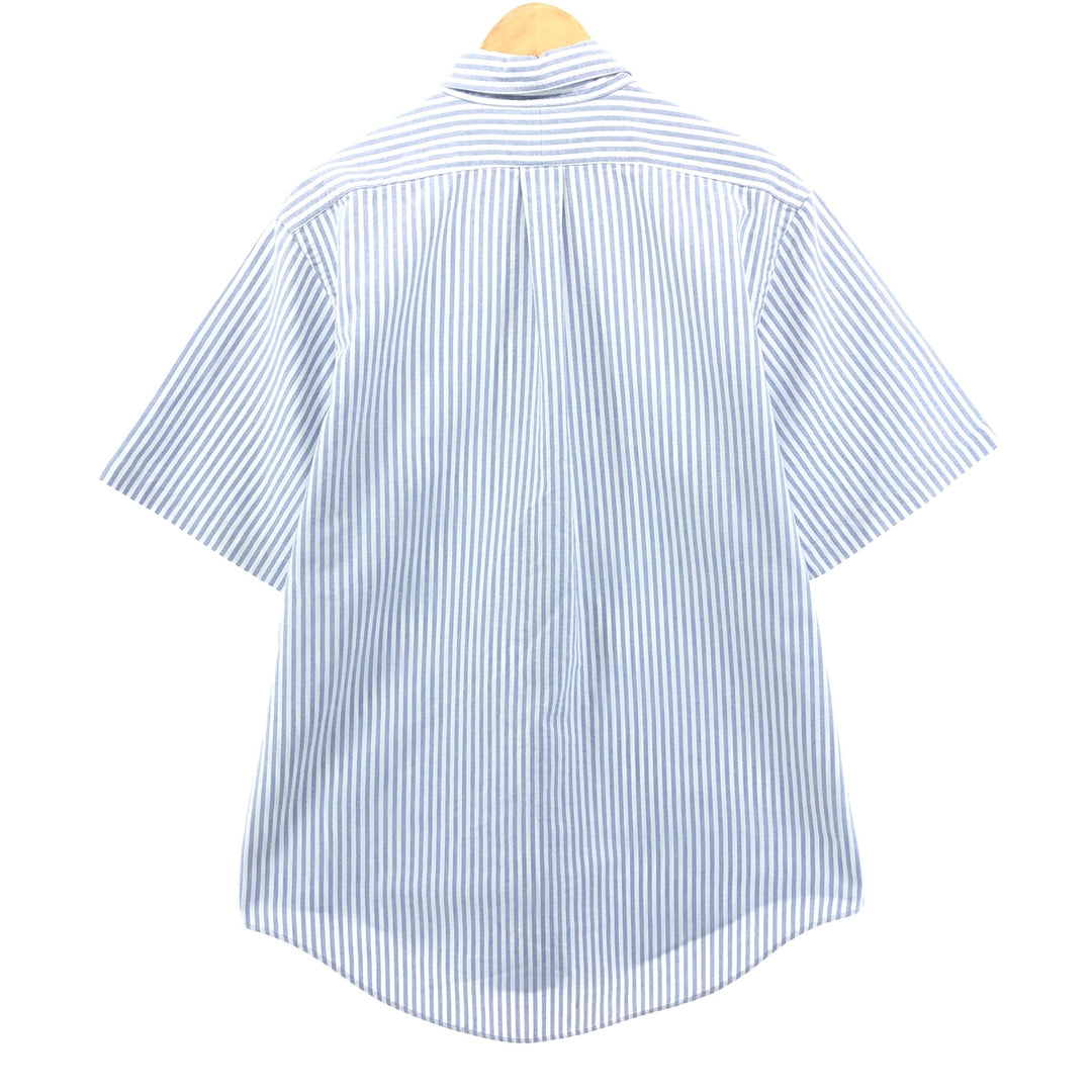 Ralph Lauren short sleeve button down striped shirt, men's size L cotton blue type Vintage Second Hand