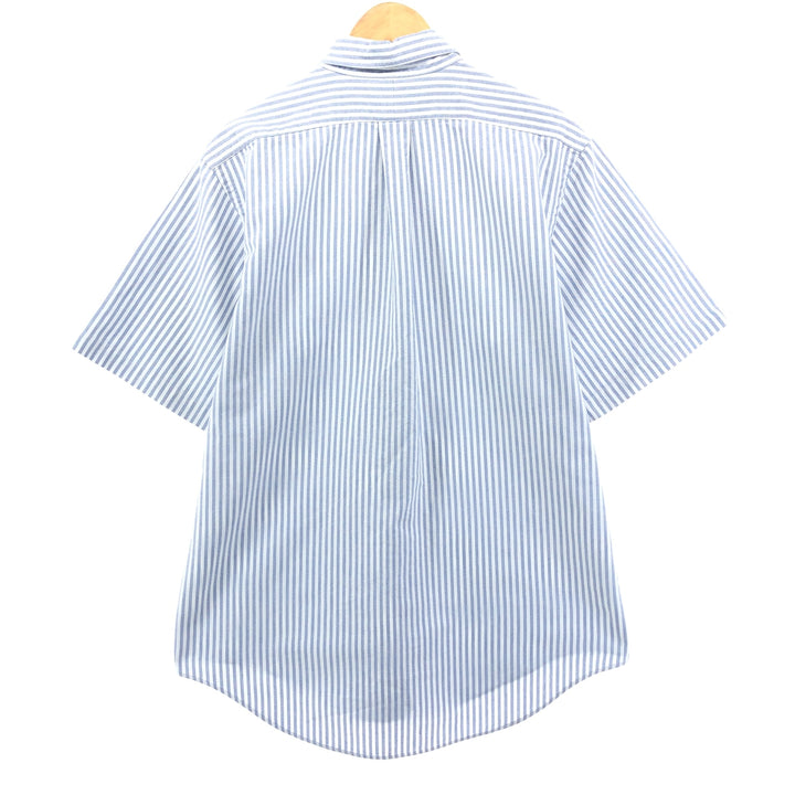 Ralph Lauren short sleeve button down striped shirt, men's size L cotton blue type Vintage Second Hand