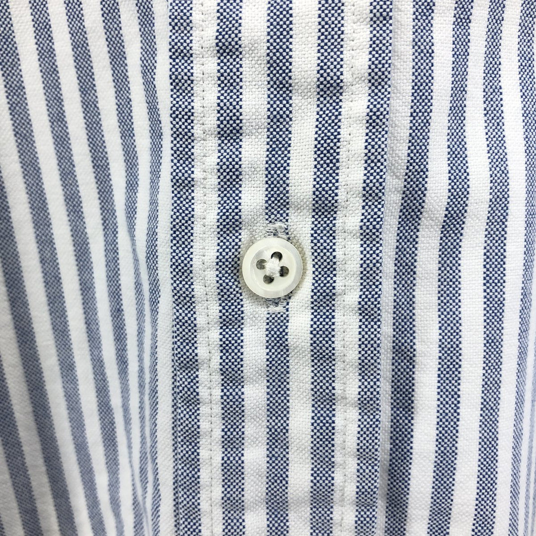 Ralph Lauren short sleeve button down striped shirt, men's size L cotton blue type Vintage Second Hand