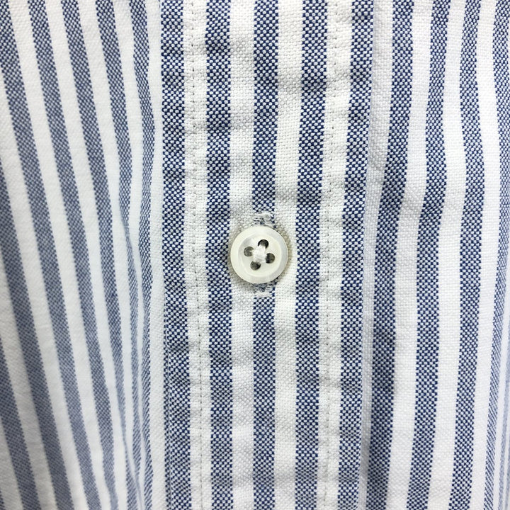 Ralph Lauren short sleeve button down striped shirt, men's size L cotton blue type Vintage Second Hand