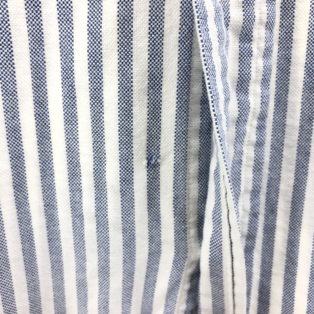 Ralph Lauren short sleeve button down striped shirt, men's size L cotton blue type Vintage Second Hand