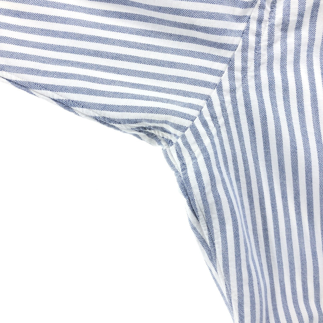 Ralph Lauren short sleeve button down striped shirt, men's size L cotton blue type Vintage Second Hand