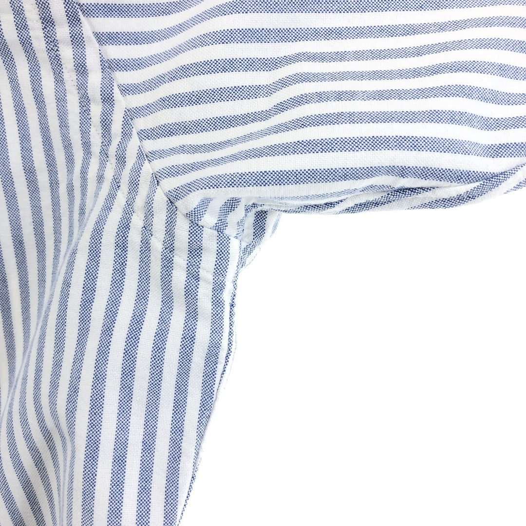Ralph Lauren short sleeve button down striped shirt, men's size L cotton blue type Vintage Second Hand