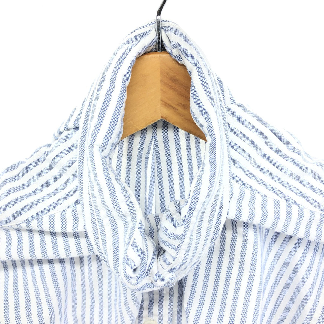 Ralph Lauren short sleeve button down striped shirt, men's size L cotton blue type Vintage Second Hand