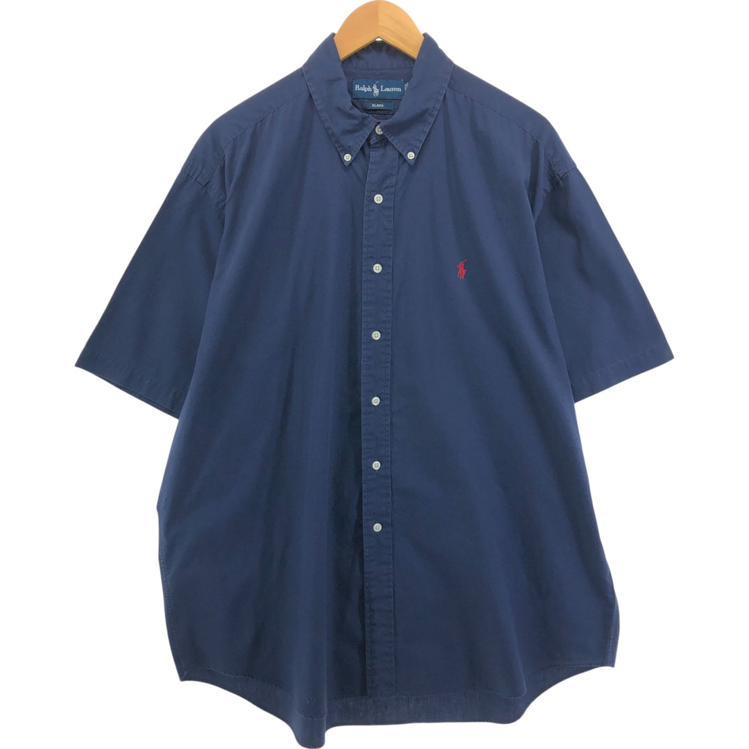 Ralph Lauren BLAKE short sleeve button down shirt, men's XL size cotton navy blue type Vintage Second Hand