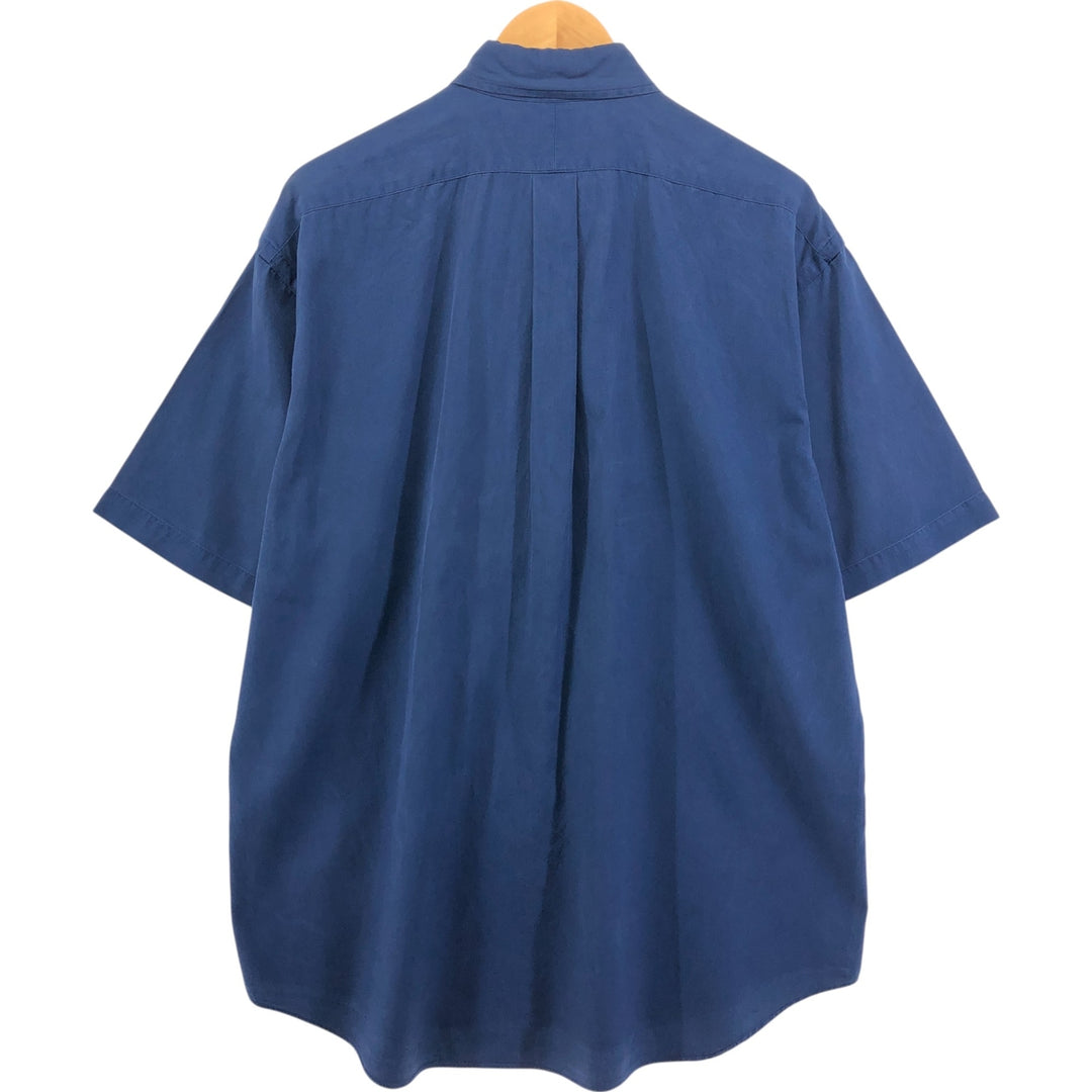 Ralph Lauren BLAKE button-down short-sleeve silk shirt, size L for men silk navy blue type Vintage Second Hand