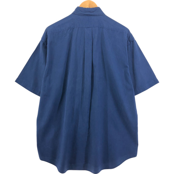 Ralph Lauren BLAKE button-down short-sleeve silk shirt, size L for men silk navy blue type Vintage Second Hand