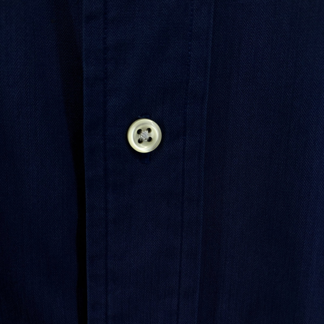 Ralph Lauren BLAKE button-down short-sleeve silk shirt, size L for men silk navy blue type Vintage Second Hand