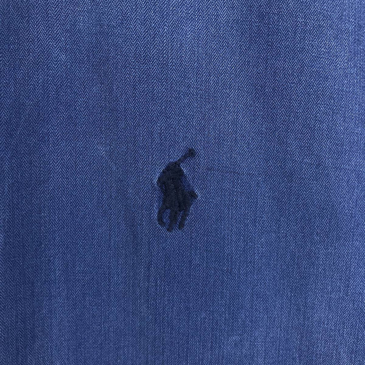 Ralph Lauren BLAKE button-down short-sleeve silk shirt, size L for men silk navy blue type Vintage Second Hand