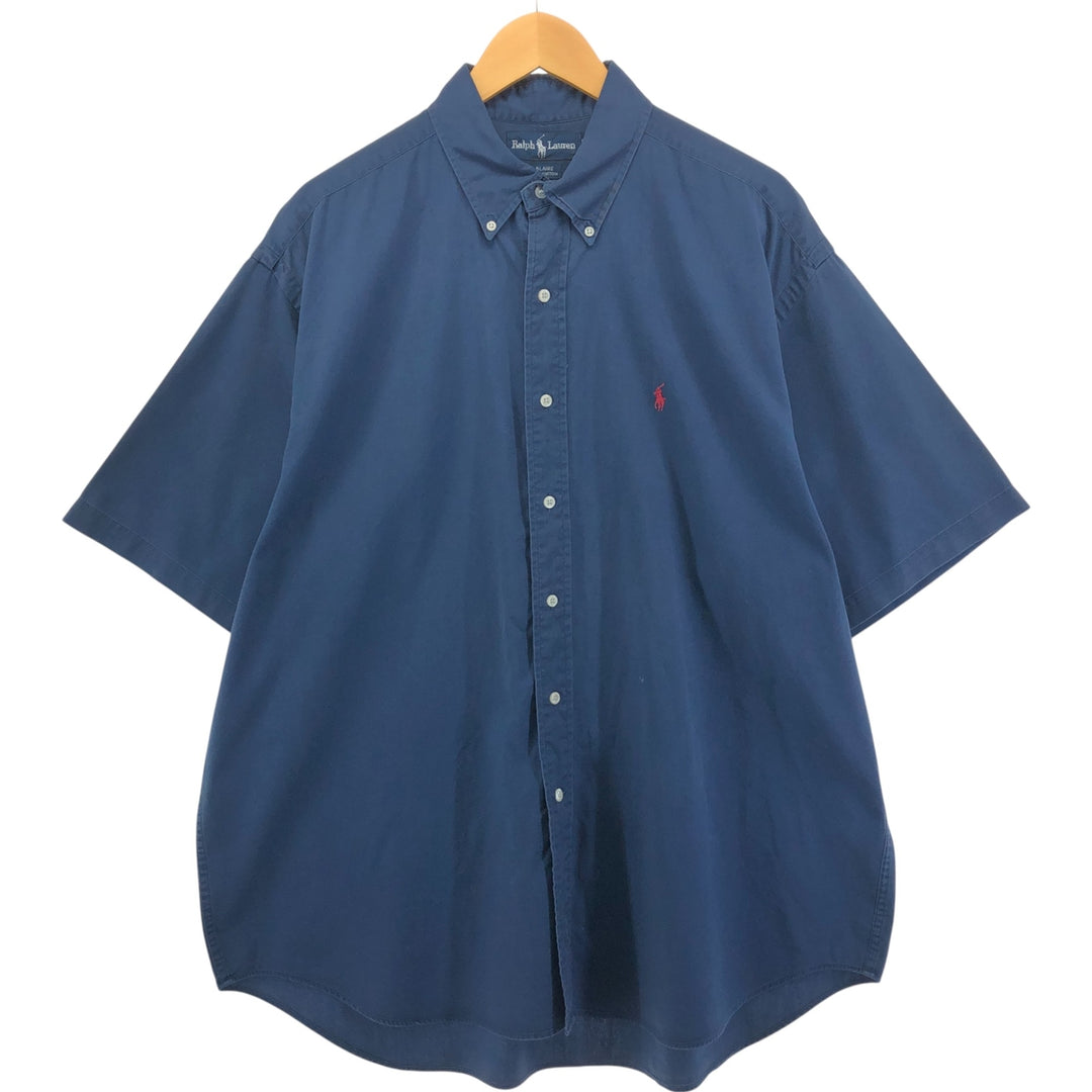 Ralph Lauren BLAKE short sleeve button down shirt, men's XL size cotton navy blue type Vintage Second Hand