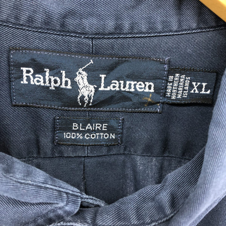 Ralph Lauren BLAKE short sleeve button down shirt, men's XL size cotton navy blue type Vintage Second Hand