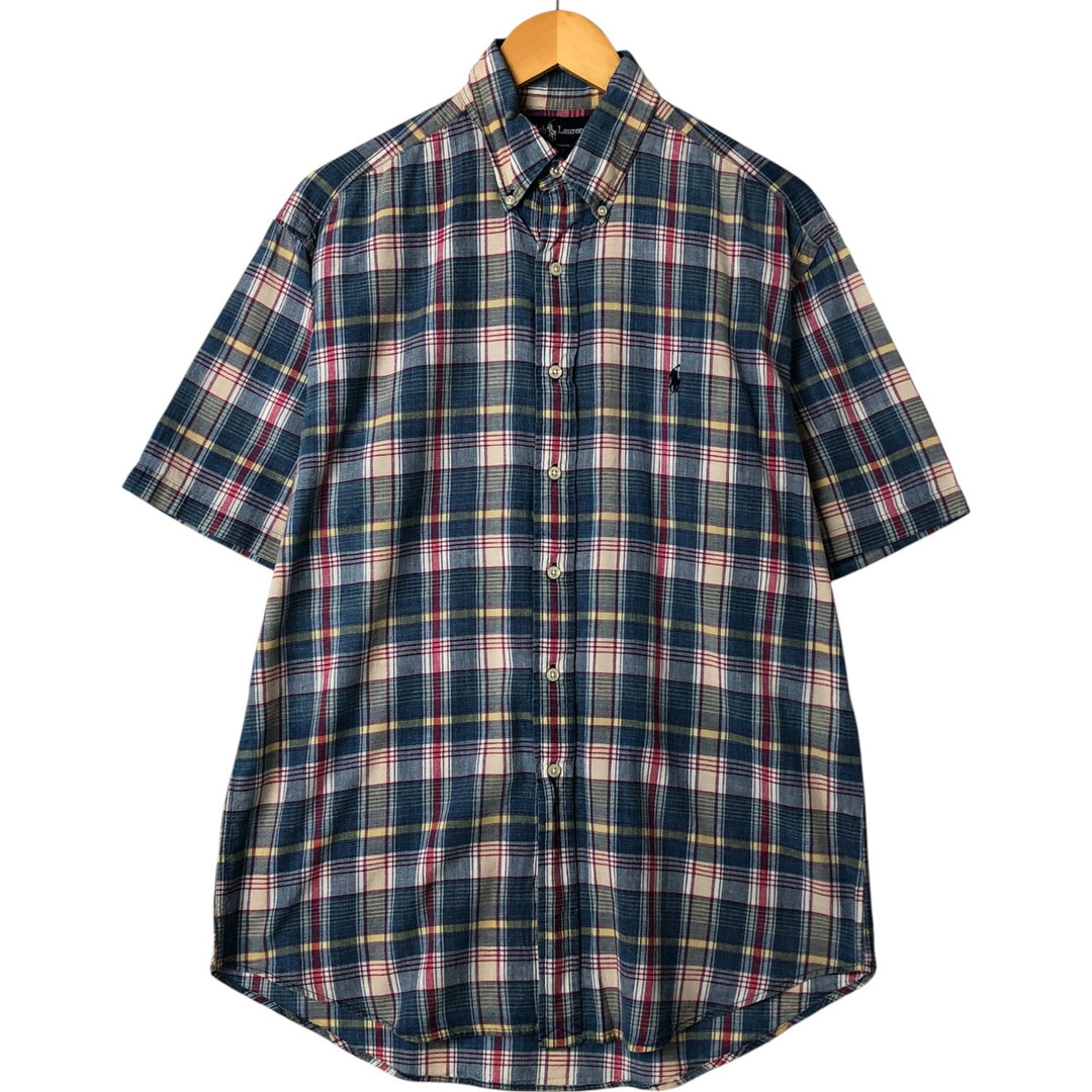 Ralph Lauren BLAKE short sleeve button down check shirt, men's size M cotton blue type Vintage Second Hand