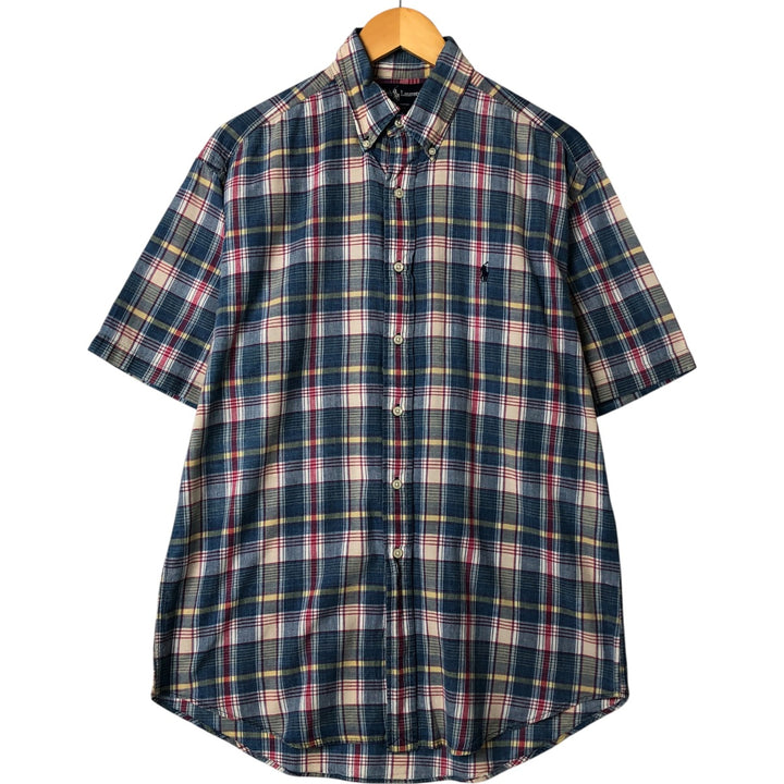 Ralph Lauren BLAKE short sleeve button down check shirt, men's size M cotton blue type Vintage Second Hand