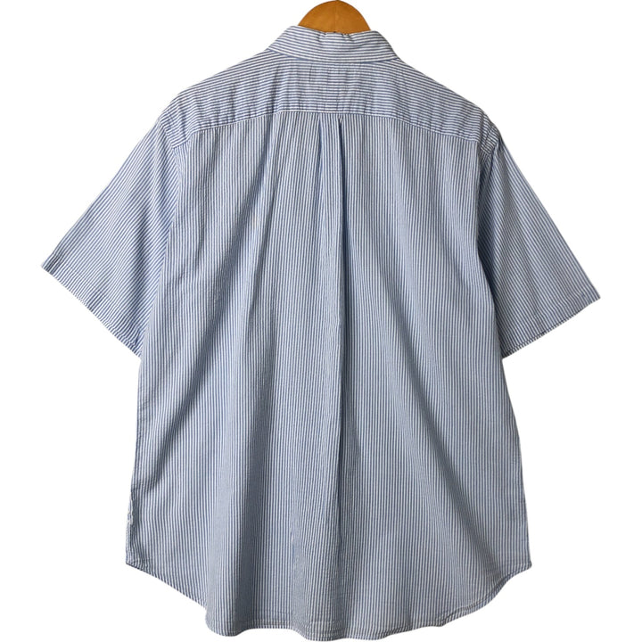 Ralph Lauren Classic Fit Seersucker Short Sleeve Button Down Striped Shirt Men's XL cotton Blue type light blue Vintage Second Hand