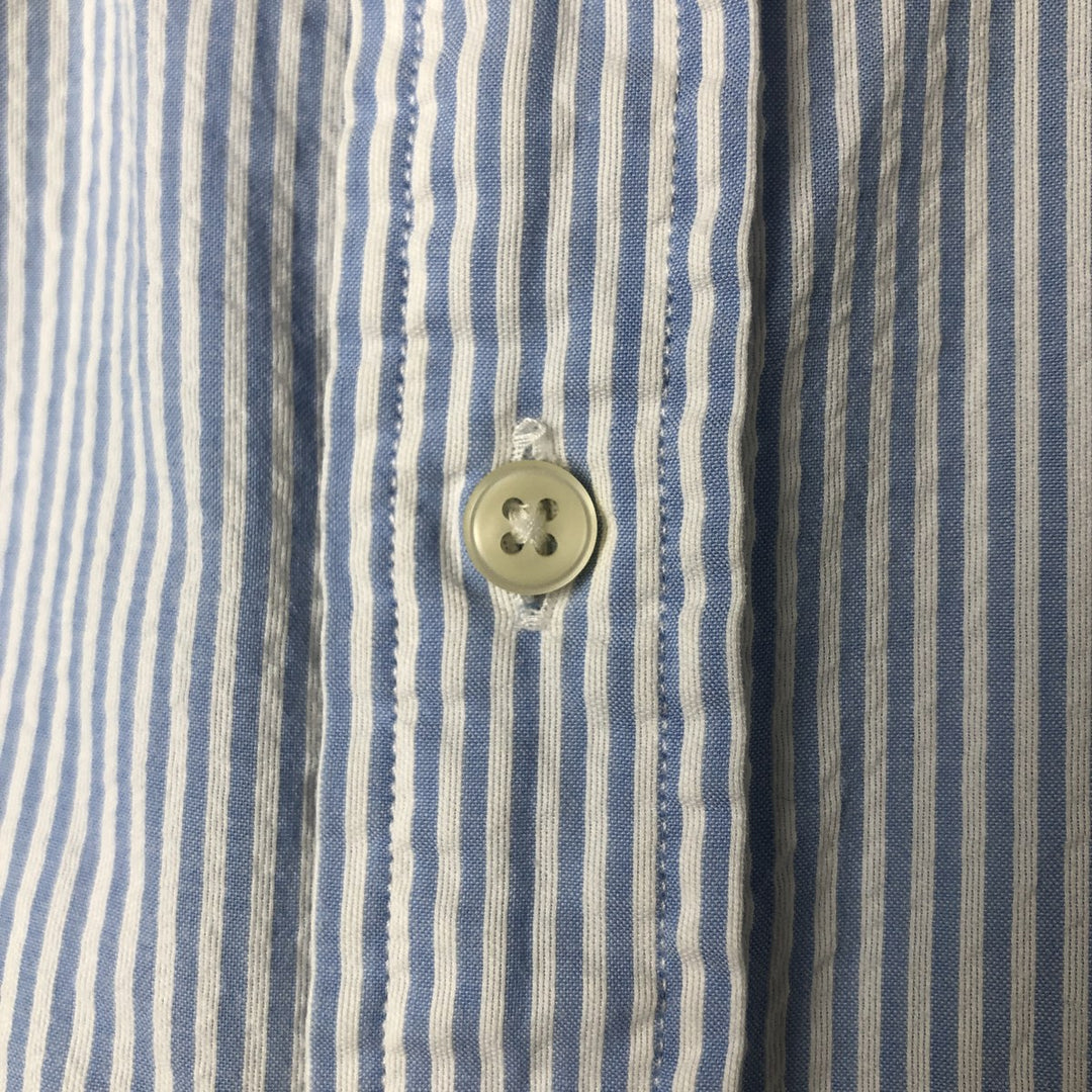 Ralph Lauren Classic Fit Seersucker Short Sleeve Button Down Striped Shirt Men's XL cotton Blue type light blue Vintage Second Hand