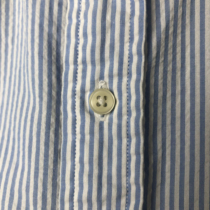 Ralph Lauren Classic Fit Seersucker Short Sleeve Button Down Striped Shirt Men's XL cotton Blue type light blue Vintage Second Hand