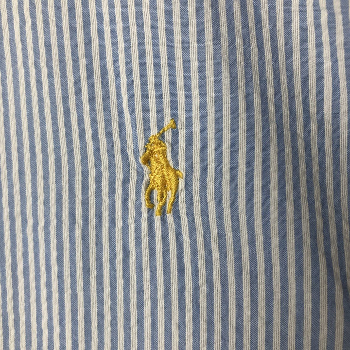 Ralph Lauren Classic Fit Seersucker Short Sleeve Button Down Striped Shirt Men's XL cotton Blue type light blue Vintage Second Hand