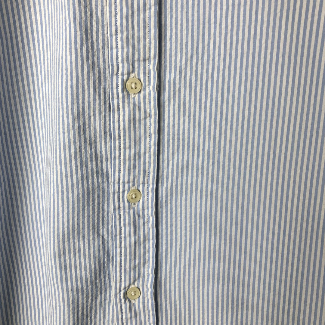 Ralph Lauren Classic Fit Seersucker Short Sleeve Button Down Striped Shirt Men's XL cotton Blue type light blue Vintage Second Hand
