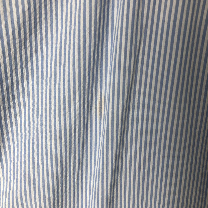 Ralph Lauren Classic Fit Seersucker Short Sleeve Button Down Striped Shirt Men's XL cotton Blue type light blue Vintage Second Hand