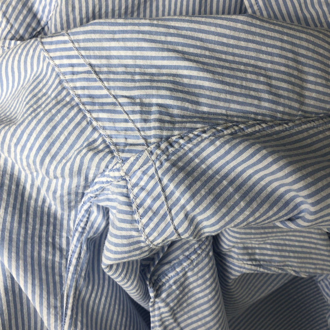 Ralph Lauren Classic Fit Seersucker Short Sleeve Button Down Striped Shirt Men's XL cotton Blue type light blue Vintage Second Hand