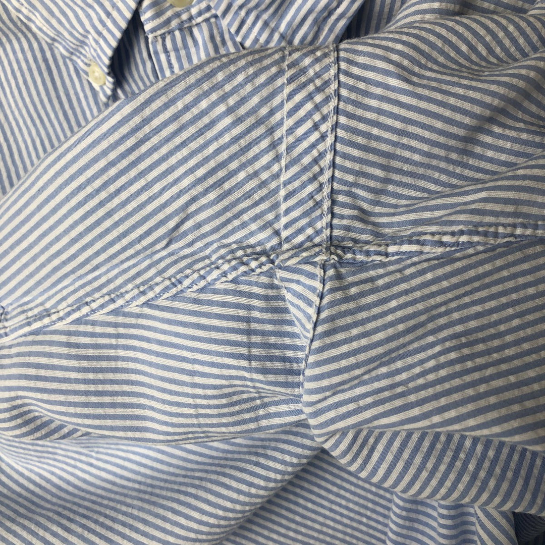 Ralph Lauren Classic Fit Seersucker Short Sleeve Button Down Striped Shirt Men's XL cotton Blue type light blue Vintage Second Hand