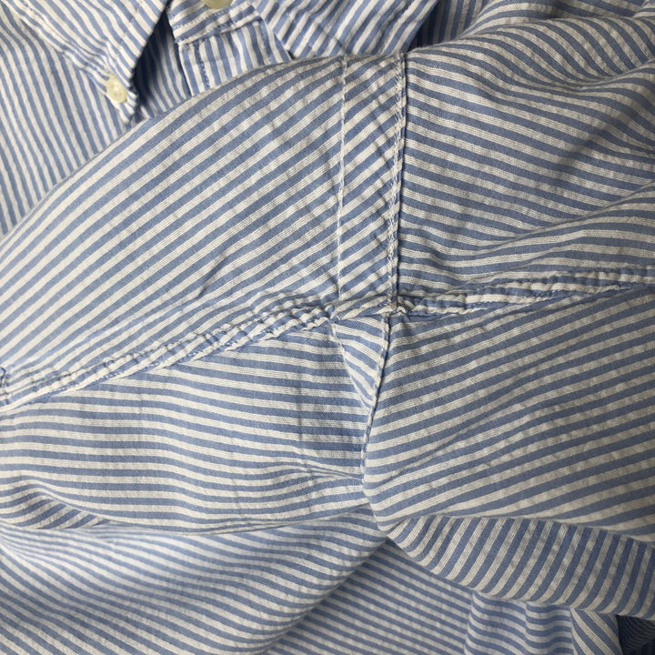Ralph Lauren Classic Fit Seersucker Short Sleeve Button Down Striped Shirt Men's XL cotton Blue type light blue Vintage Second Hand
