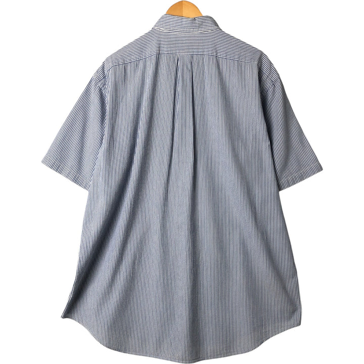 Ralph Lauren Classic Fit Seersucker Short Sleeve Button Down Striped Shirt Men's XL cotton Blue type light blue Vintage Second Hand