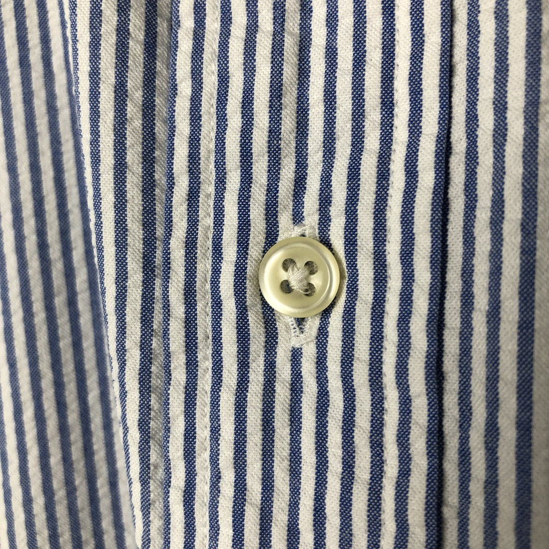 Ralph Lauren Classic Fit Seersucker Short Sleeve Button Down Striped Shirt Men's XL cotton Blue type light blue Vintage Second Hand