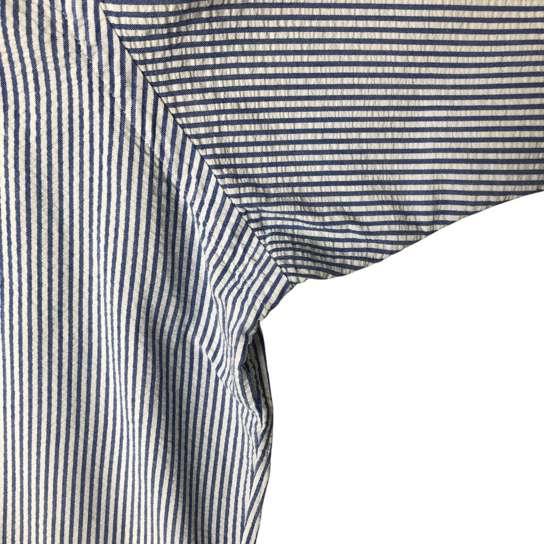 Ralph Lauren Classic Fit Seersucker Short Sleeve Button Down Striped Shirt Men's XL cotton Blue type light blue Vintage Second Hand