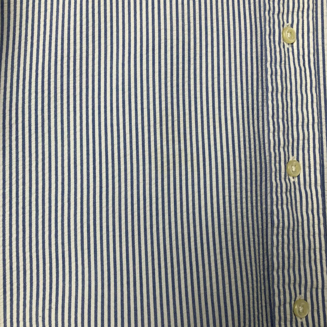 Ralph Lauren Classic Fit Seersucker Short Sleeve Button Down Striped Shirt Men's XL cotton Blue type light blue Vintage Second Hand