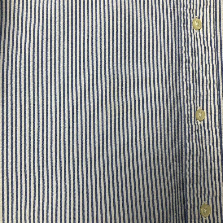 Ralph Lauren Classic Fit Seersucker Short Sleeve Button Down Striped Shirt Men's XL cotton Blue type light blue Vintage Second Hand