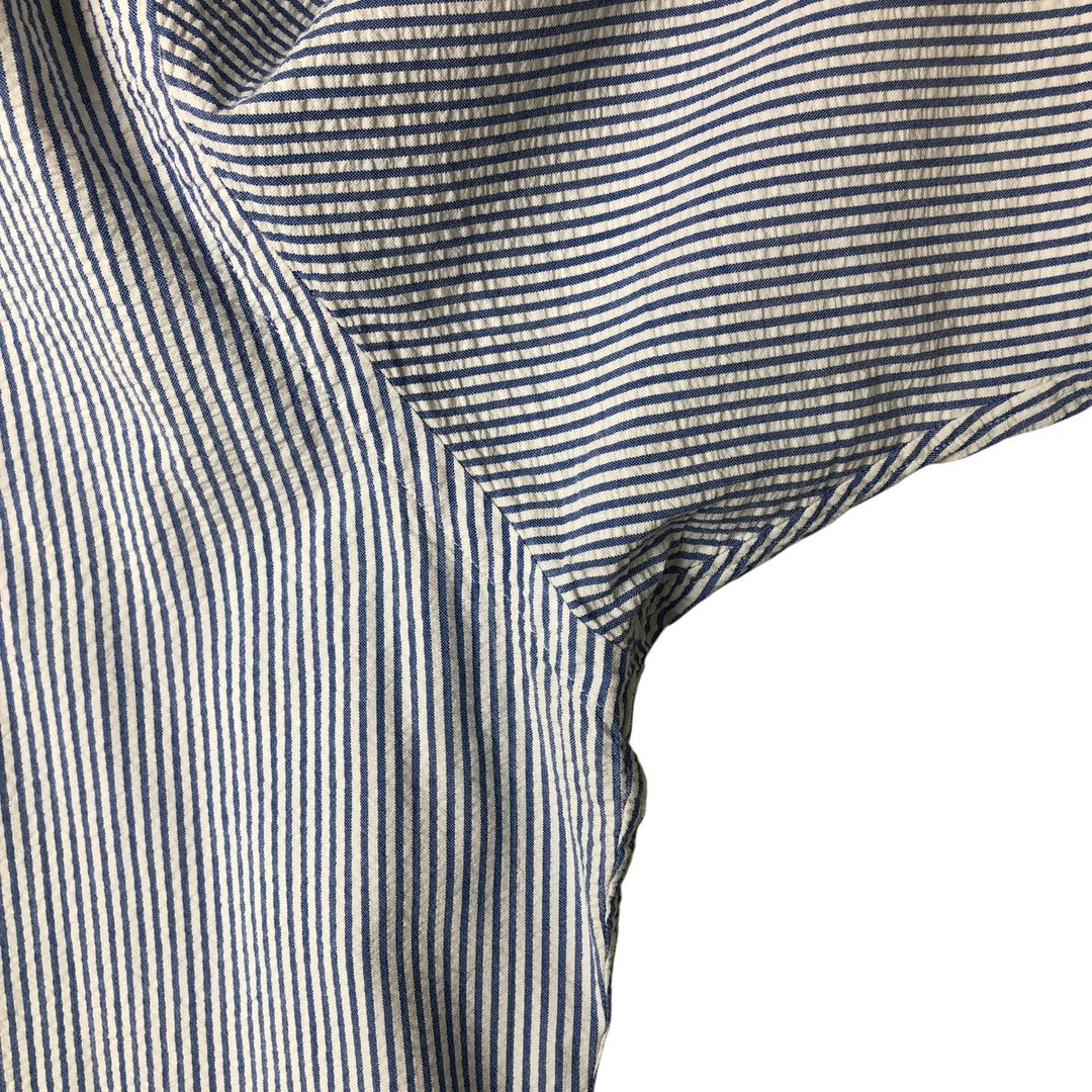 Ralph Lauren Classic Fit Seersucker Short Sleeve Button Down Striped Shirt Men's XL cotton Blue type light blue Vintage Second Hand