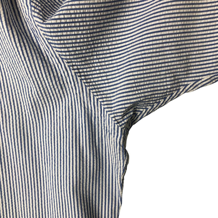 Ralph Lauren Classic Fit Seersucker Short Sleeve Button Down Striped Shirt Men's XL cotton Blue type light blue Vintage Second Hand